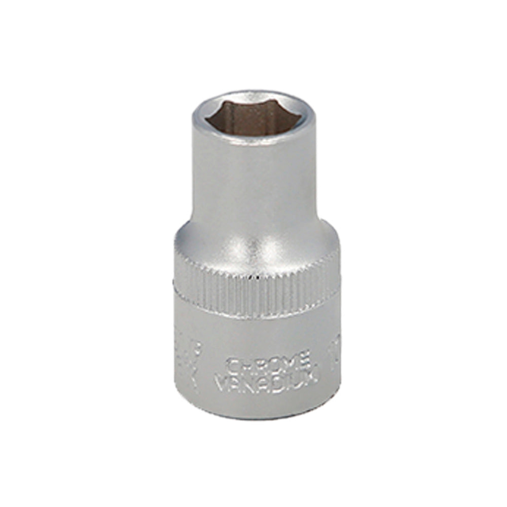 Chave de caixa 1/2" sextavada 12 mm perfil de 6 faces. Aço cromo vanádio, cantos arredondados