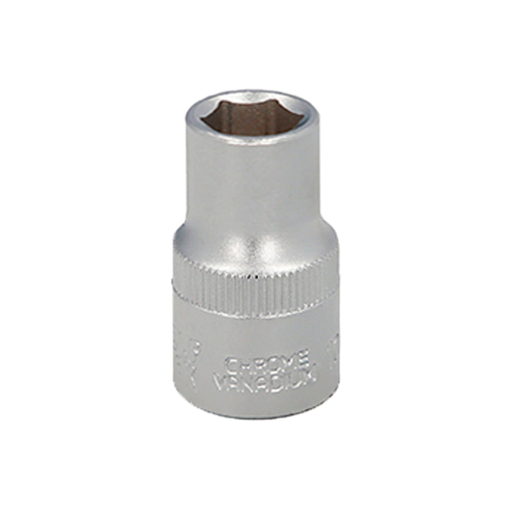 Chave de caixa 1/2" sextavada 13 mm perfil 6 faces. Aço cromo-vanádio, cantos arredondados