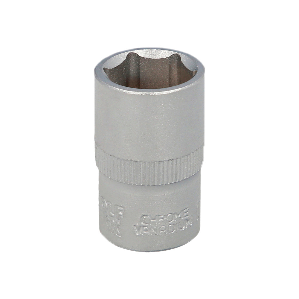 Chave de caixa 1/2" sextavada 17 mm perfil de 6 faces. Aço cromo-vanádio, cantos redondos