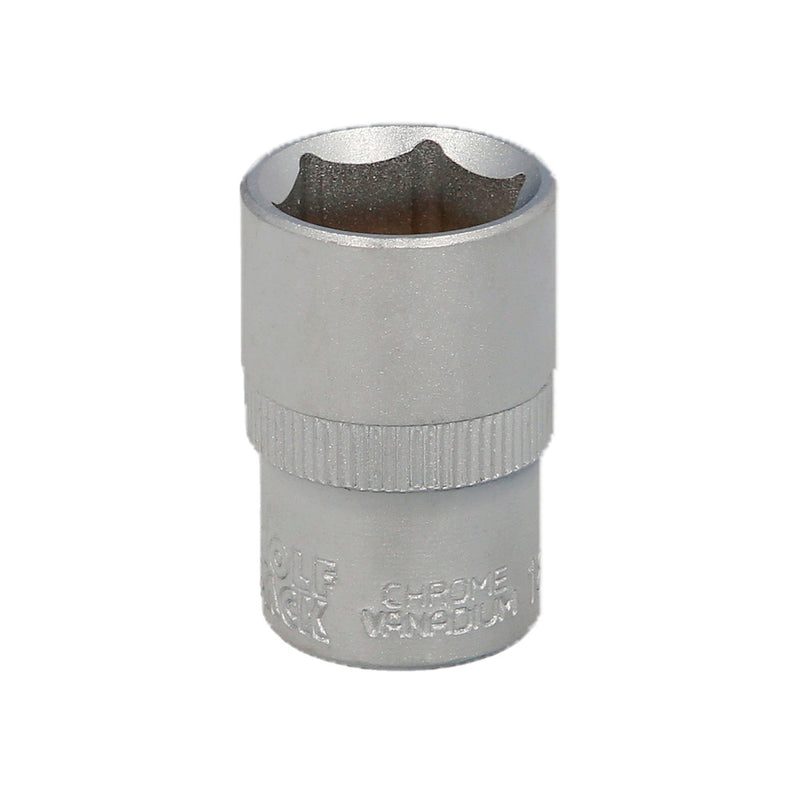 Llave vaso 1/2" hexagonal 18 mm. perfil de 6 caras. acero cromo vanadio, aristas redondas