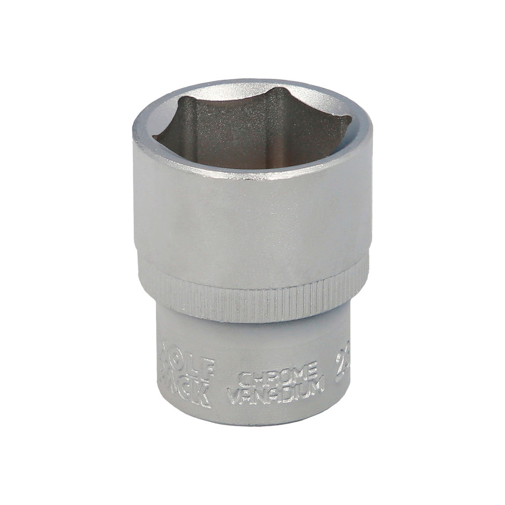 Socket wrench 1/2" hexagonal 23 mm 6-point profile. Chrome vanadium steel, round edges