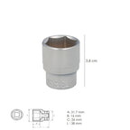 Chave de caixa 1/2" sextavada 24 mm perfil de 6 faces. Aço cromo-vanádio, arestas redondas