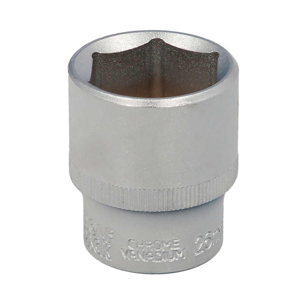 Socket wrench 1/2" hexagonal 26 mm, 6-point profile. Chrome vanadium steel, rounded edges