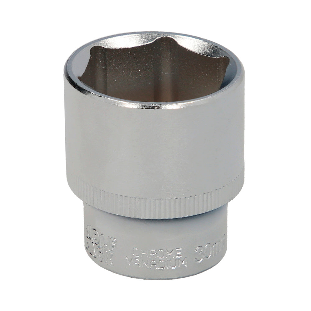Socket wrench 1/2" hexagonal 30 mm 6-point profile. Chrome vanadium steel, rounded edges