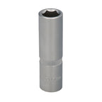 Chave de caixa 1/2" sextavada longa 15 mm perfil de 6 faces. Aço cromo vanádio, cantos arredondados