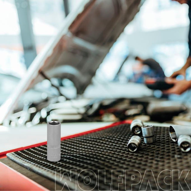 Llave vaso 1/4" hexagonal larga 10 mm. perfil de 6 caras. acero cromo vanadio, aristas redondas