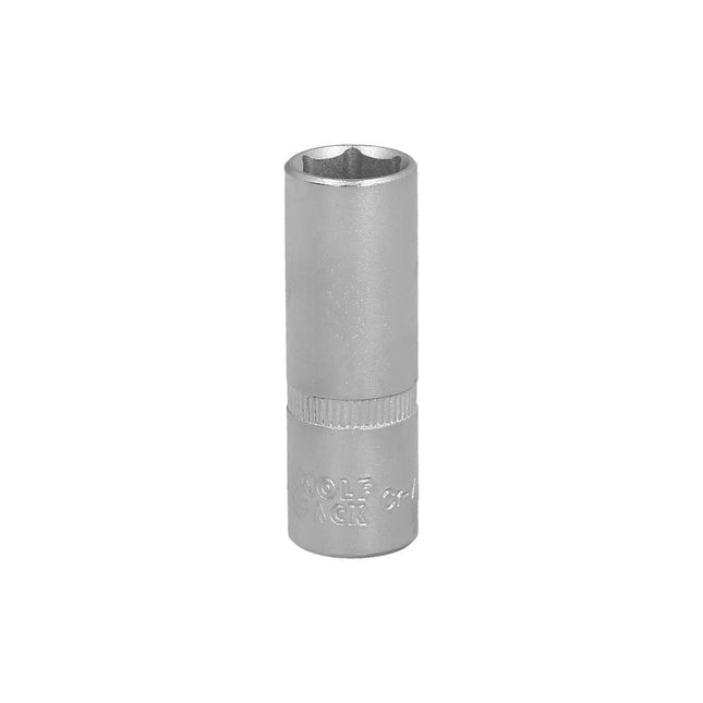 Llave vaso 1/4" hexagonal larga 12 mm. perfil de 6 caras. acero cromo vanadio, aristas redondas