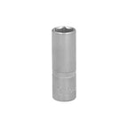 Llave vaso 1/4" hexagonal larga 12 mm perfil de 6 caras. Acero cromo vanadio, aristas redondas