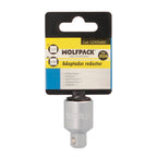 Adaptador redutor de 1/2" fêmea para 3/8" macho, aço cromo-vanádio, bordos arredondados, redutor com roquete.