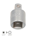 Adaptador redutor de 1/2" fêmea para 3/8" macho, aço cromo-vanádio, bordos arredondados, redutor com roquete.