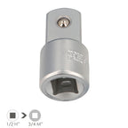 Adaptador multiplicador de 1/2" fêmea para 3/4" macho, aço cromo-vanádio, bordos arredondados, redutor com roquete.