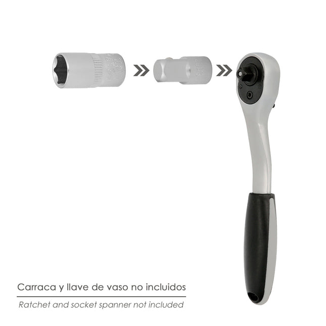 Adaptador aumentador 1/4" hembra 3/8" macho