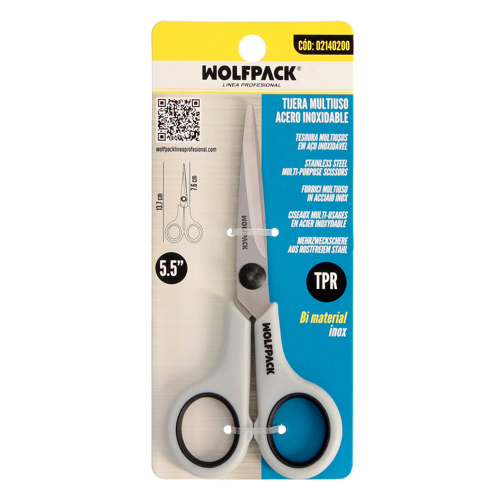 Tesoura multiuso aço inox 5,5" / 140 mm lâminas de aço inox, cabo confortável e suave