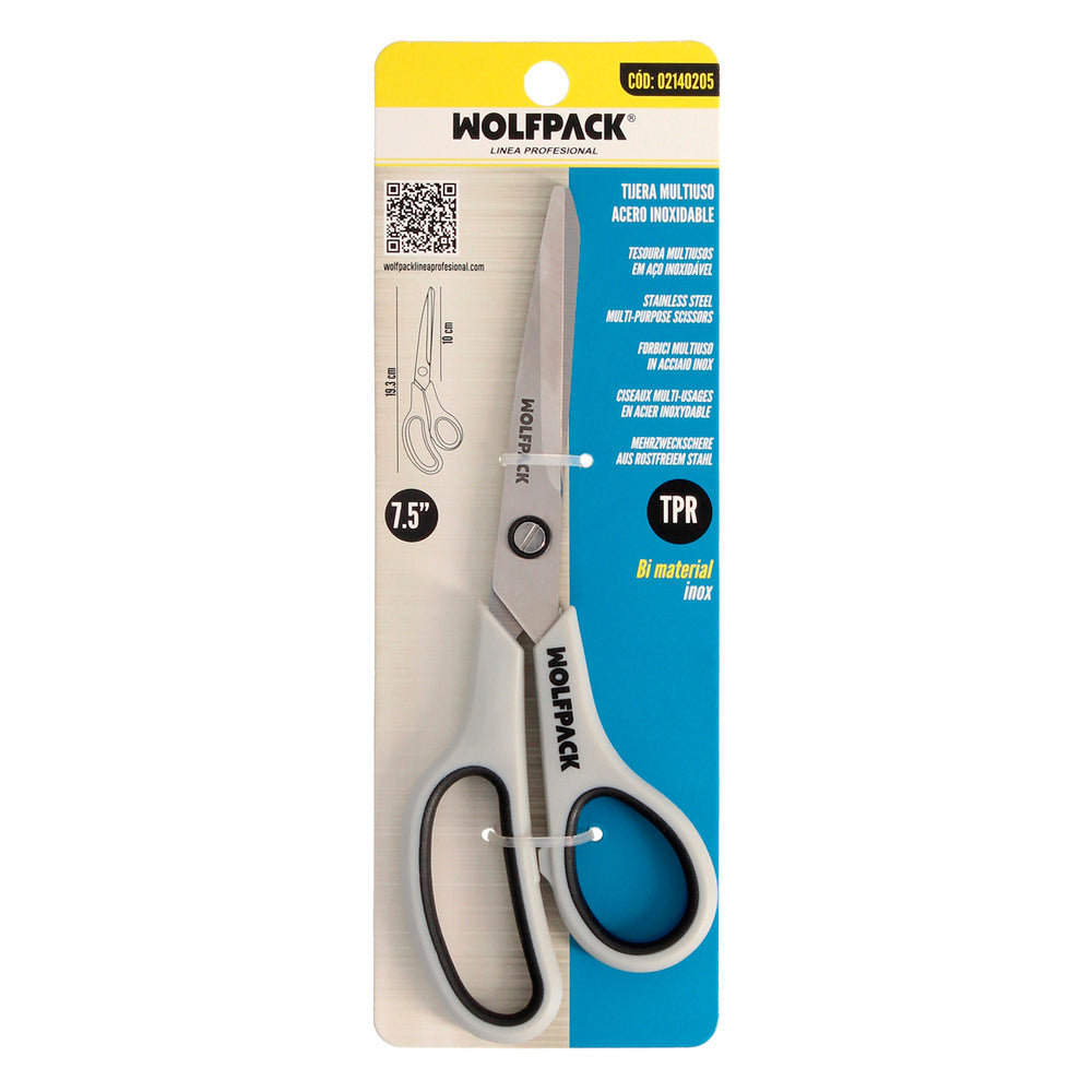 Tesoura multiusos aço inoxidável 7,5" / 180 mm lâminas aço inoxidável, cabo confortável e suave