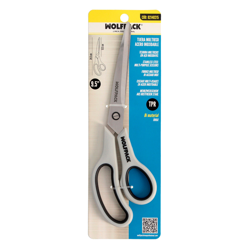 Tesoura multiuso aço inoxidável 9,5" / 240 mm lâminas aço inoxidável, cabo confortável e suave