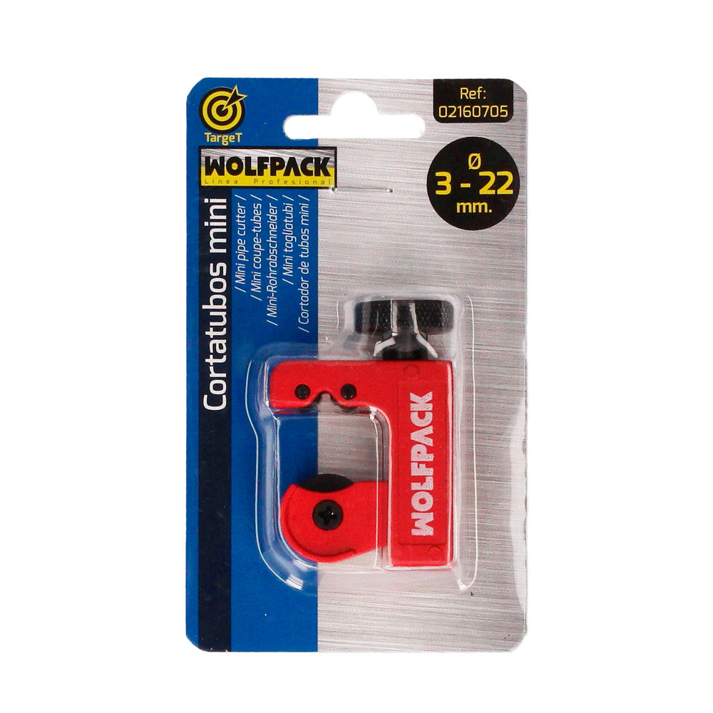 Cortador de tubos mini de ø 3 a 22 mm, corpo em alumínio e rodel em aço temperado.
