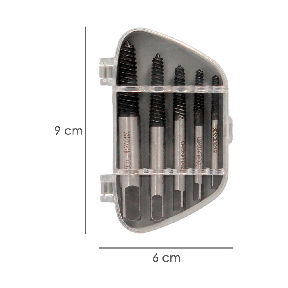 Jogo de extratores cónicos para parafusos (5 peças). Medidas 3 a 18 mm extrator de parafusos, saca-parafusos.