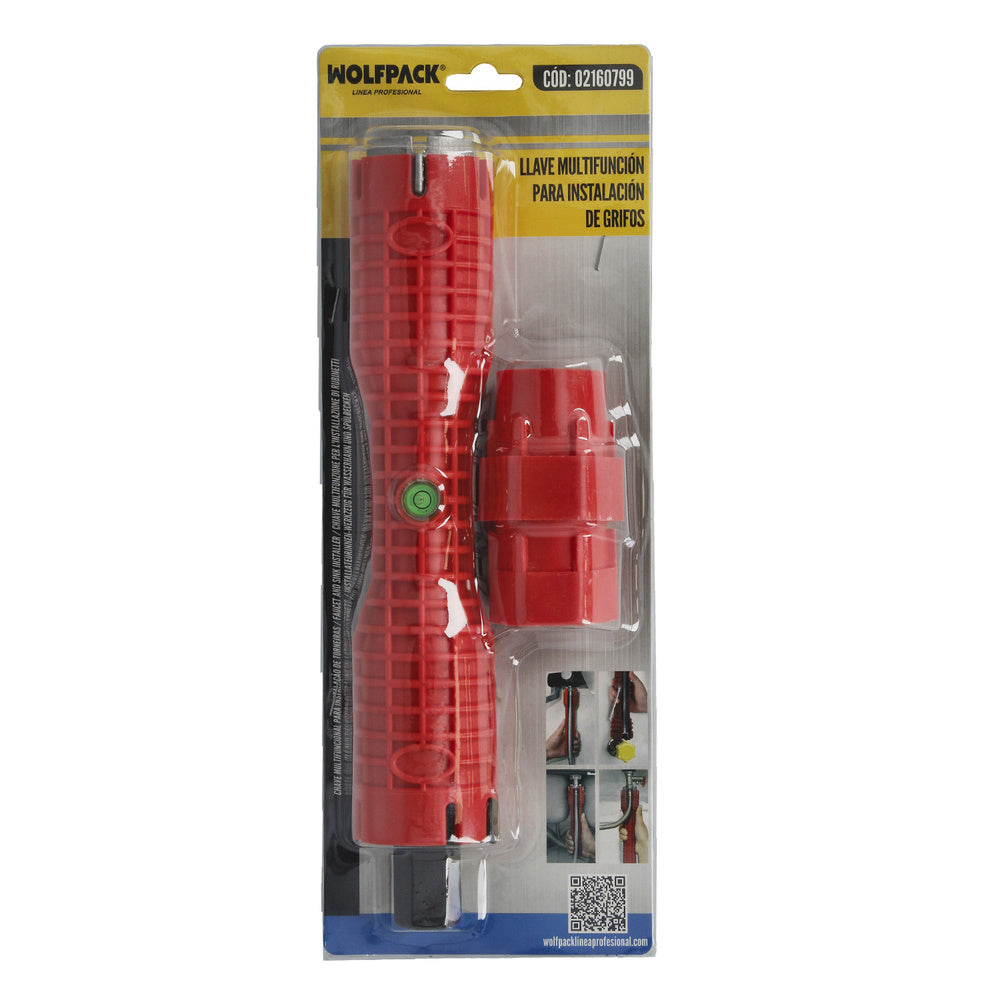Multi-function faucet wrench with adapter, hex key, and screw extractor