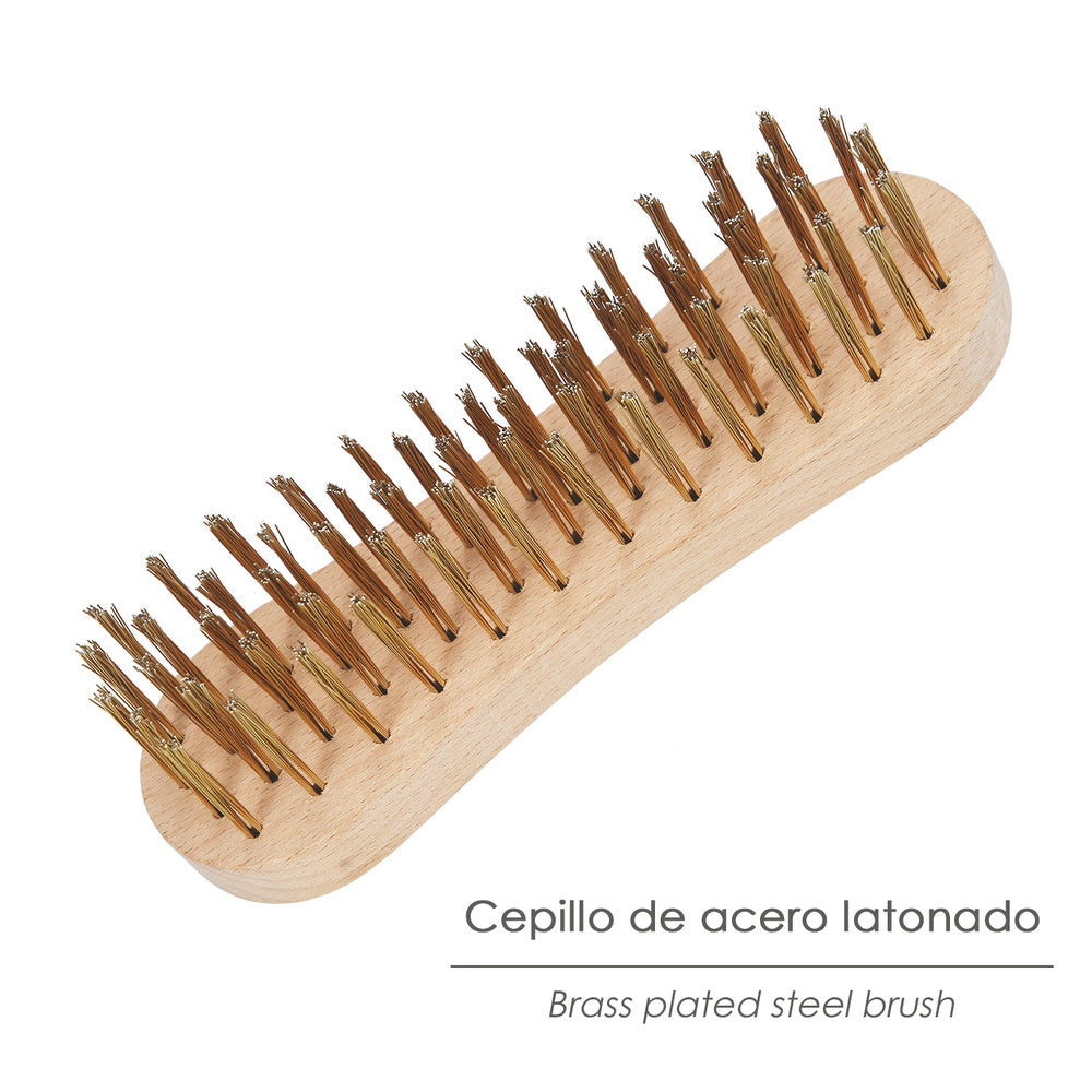 Hand brush, brass-plated steel, for castings