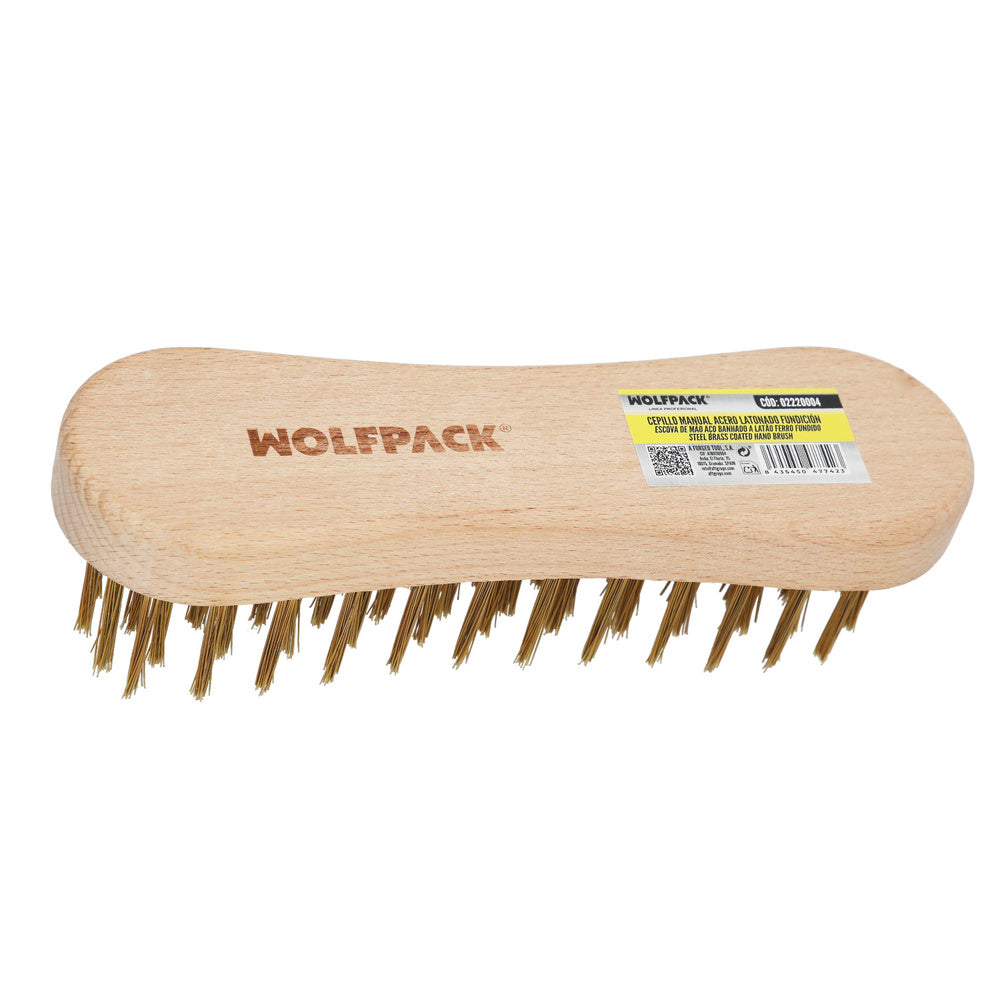 Hand brush, brass-plated steel, for castings
