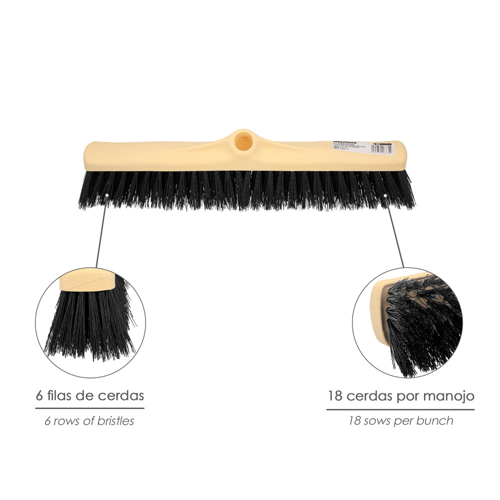Industrial sweeper brush, rigid PVC bristles. Polypropylene frame 50 cm (handle not included)