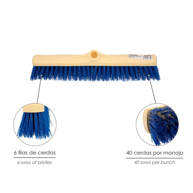Cepillo barrendero industrial fibra semi rigida PVC. soporte polipropileno 50 cm. (sin mango)