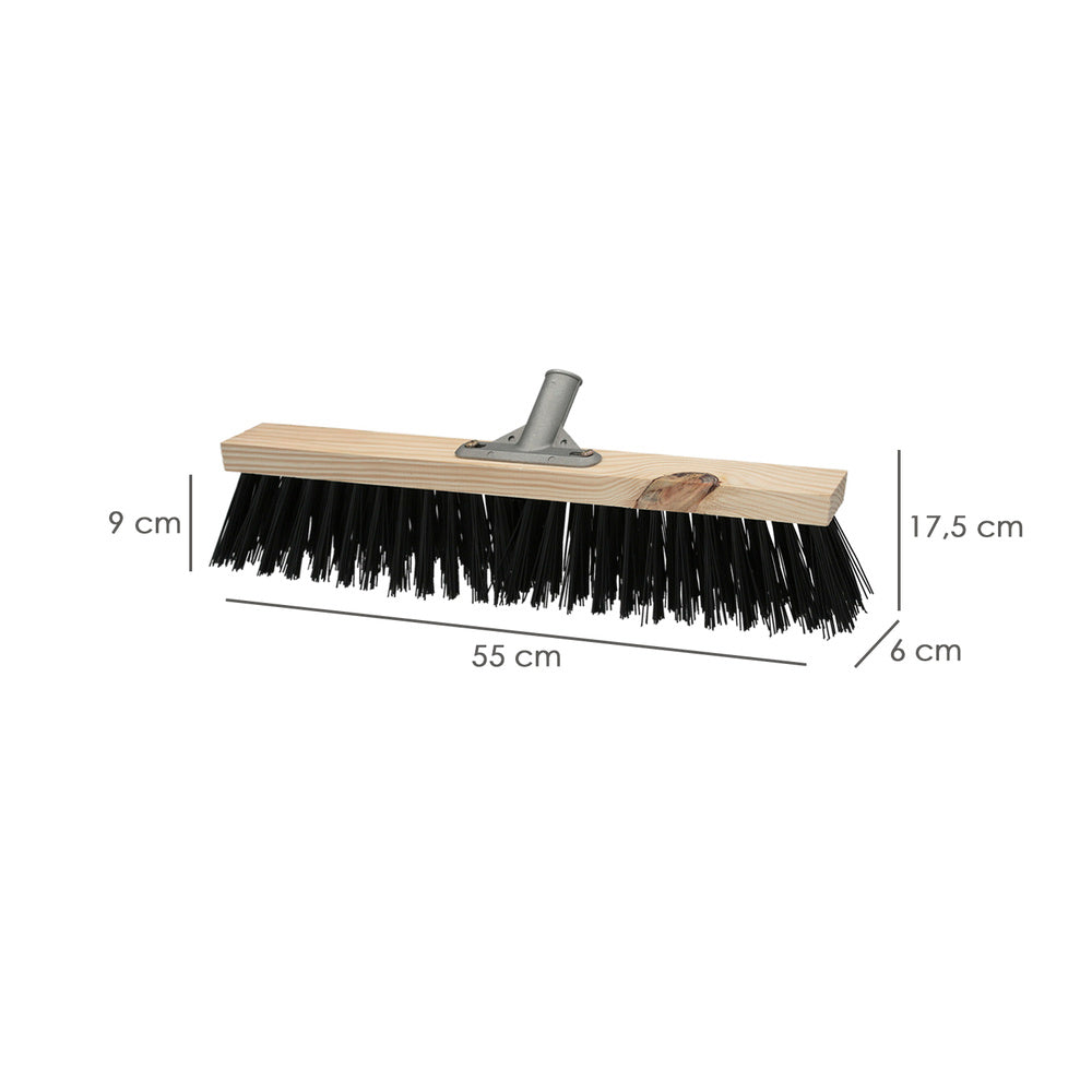 Industrial sweeper brush, thick polypropylene bristles. 50 cm wooden block, aluminum claw. (handle not included)