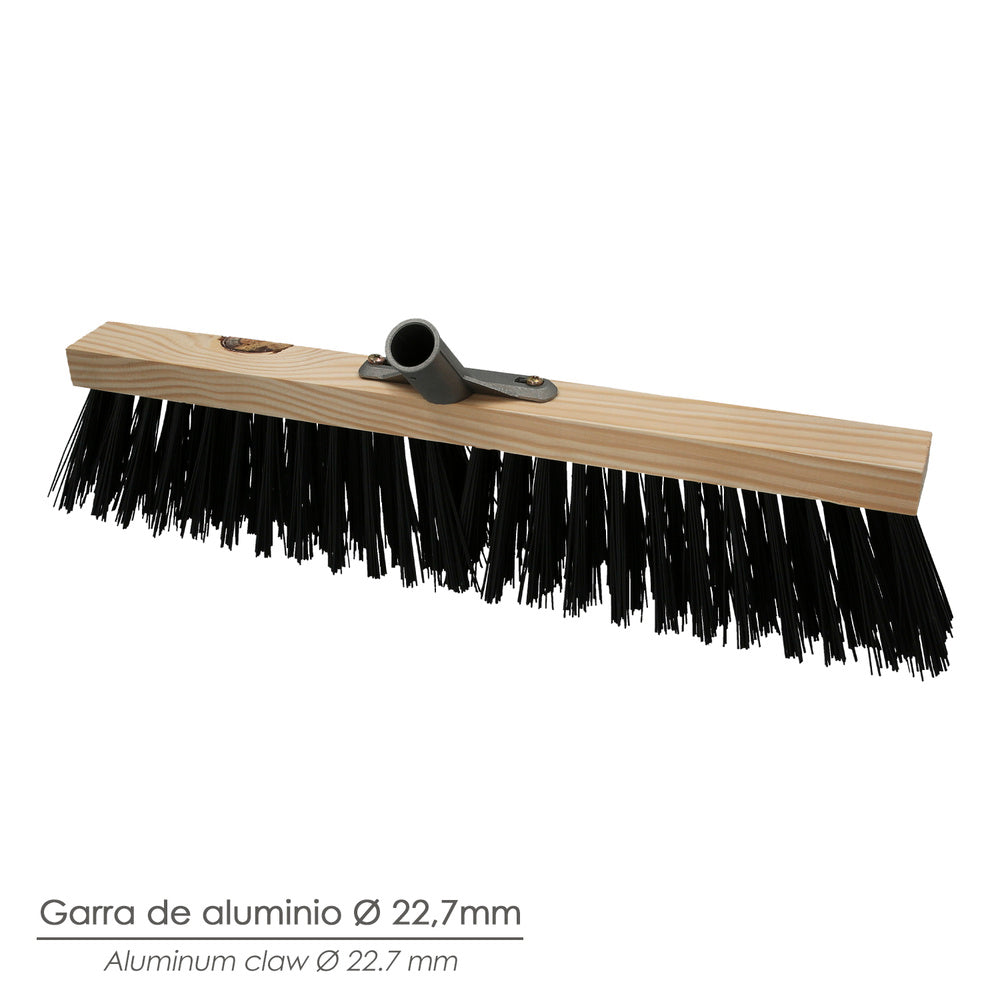 Industrial sweeper brush, thick polypropylene bristles. 50 cm wooden block, aluminum claw. (handle not included)