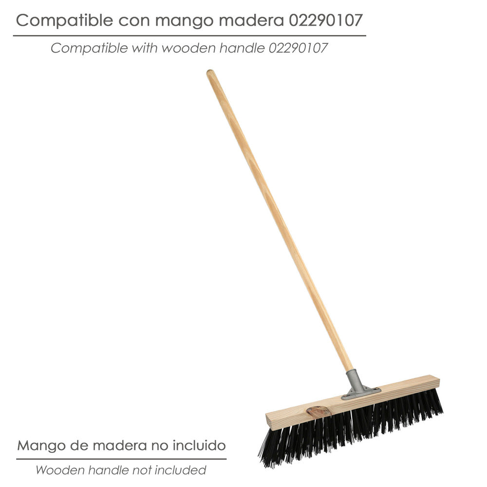 Industrial sweeper brush, thick polypropylene bristles. 50 cm wooden block, aluminum claw. (handle not included)