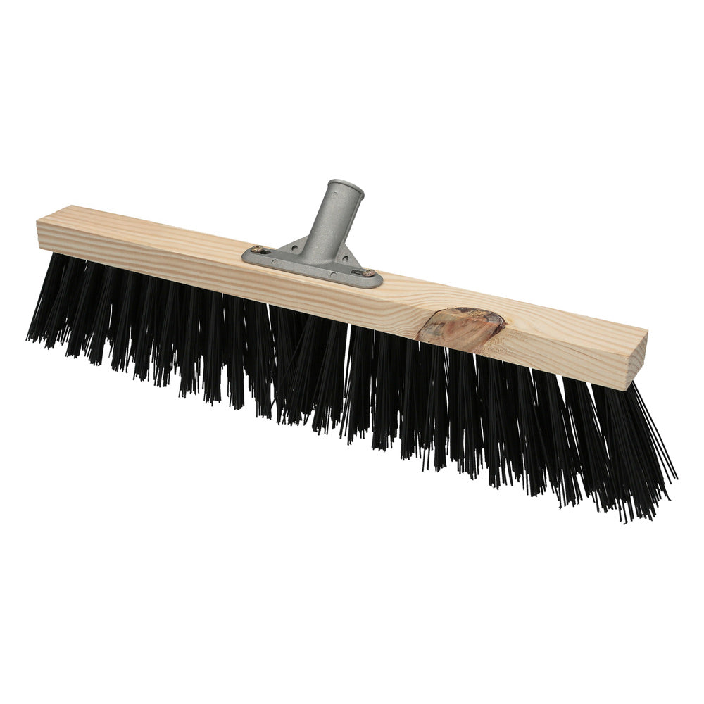 Industrial sweeper brush, thick polypropylene bristles. 50 cm wooden block, aluminum claw. (handle not included)
