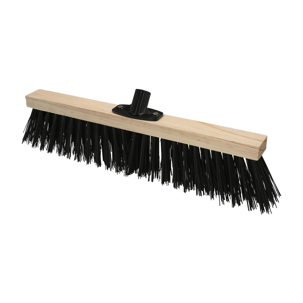 Industrial sweeper brush, thick polypropylene bristles. Wooden holder 50 cm, plastic claw. (handle not included)