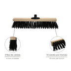 Cepillo barrendero industrial fibra gruesa polipropileno. Soporte madera 50 cm garra plástico. (sin mango)