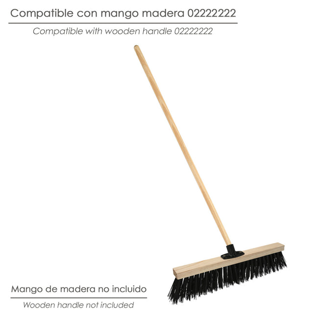 Cepillo barrendero industrial fibra gruesa polipropileno. soporte madera 50 cm. garra plástico. (sin mango)