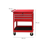 Carro portaherramientas metálico 86x44x99 cm con 4 cajones y 2 bandejas