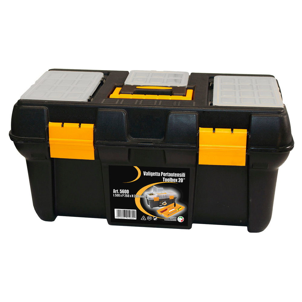 Polypropylene tool box 500x268x230 mm storage box, organizer case, plastic organizer