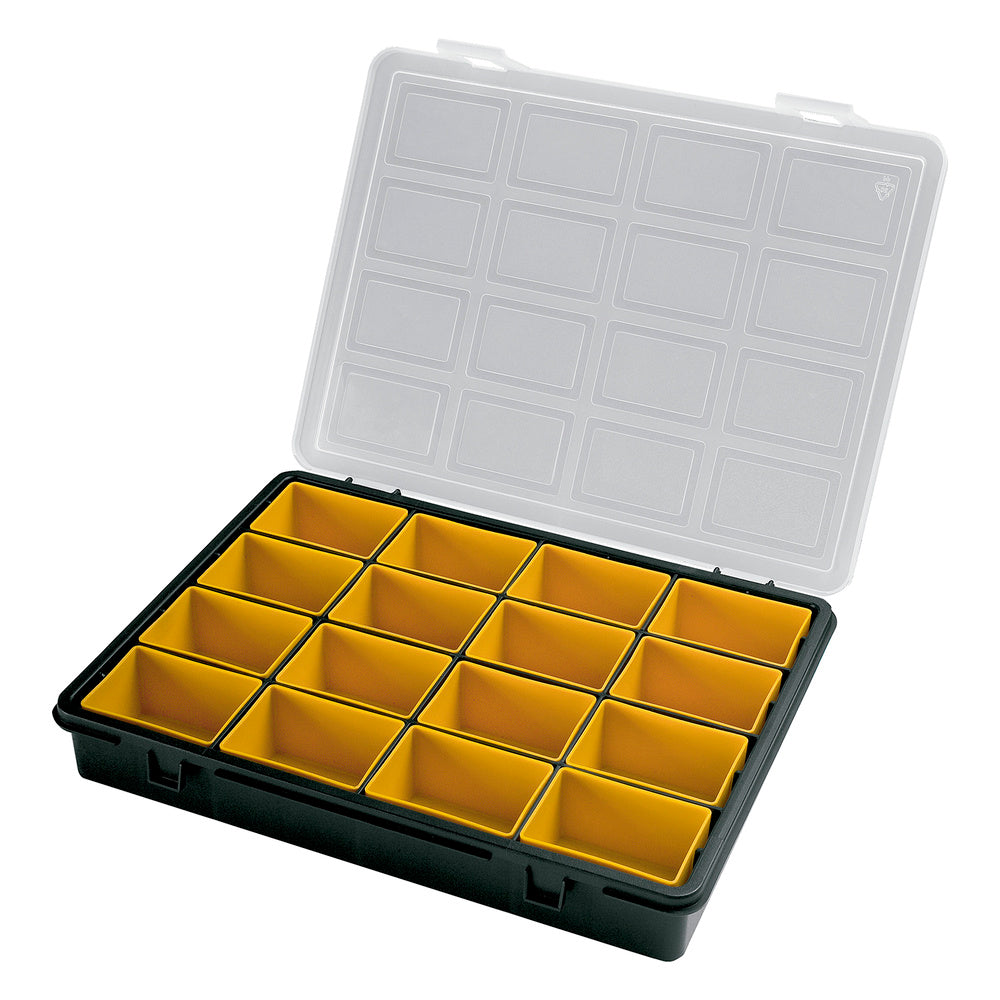 Plastic organizer with 16 removable compartments 242x188x37 mm storage box, organizer case, plastic organizer