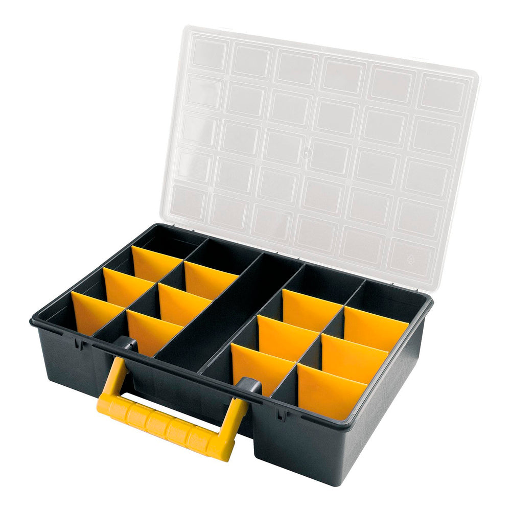 Plastic organizer case 17 compartments with adjustable dividers 360x252x64 mm