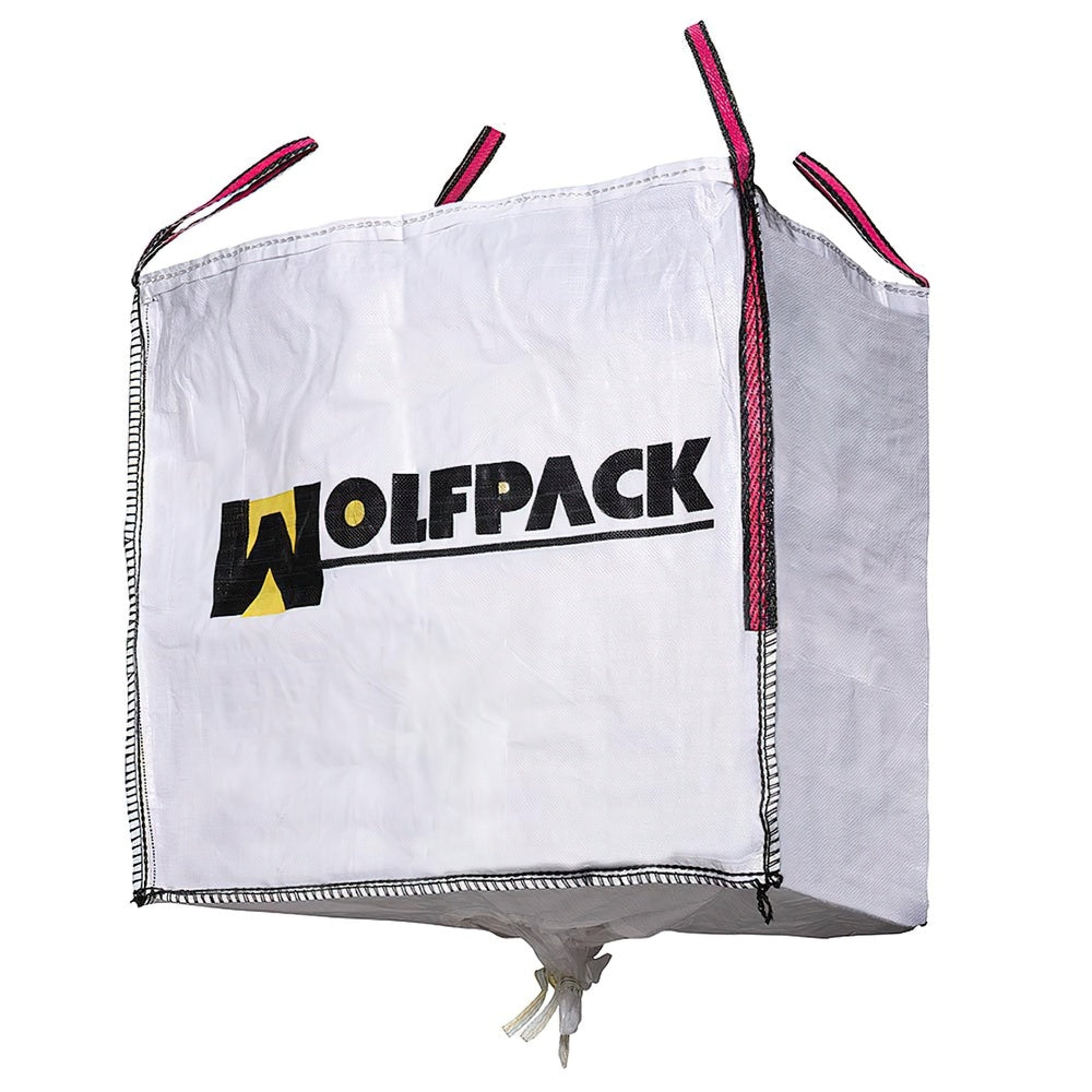 Saco em ráfia big bag 90x90x90cm com válvula. Carga máxima de segurança 1.000kg.