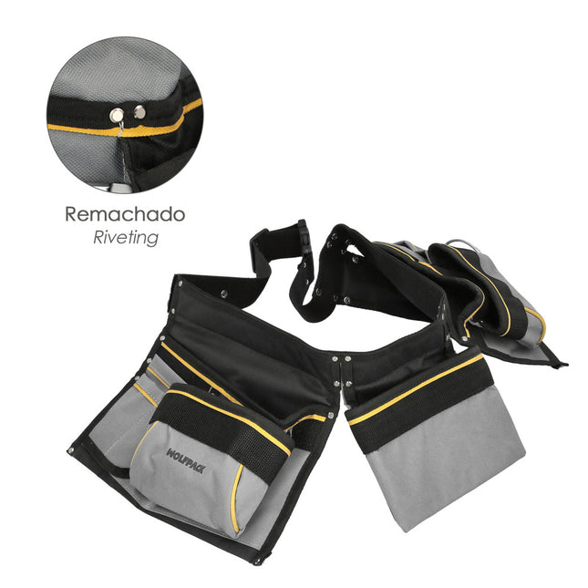 Bolsa encofrador doble con cinturón ajustable, colgador de martillo, bolsa herramientas, portaherramientas