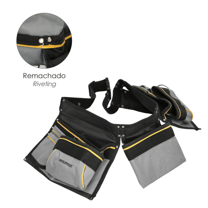 Bolsa encofrador doble con cinturón ajustable, colgador de martillo, bolsa herramientas, portaherramientas