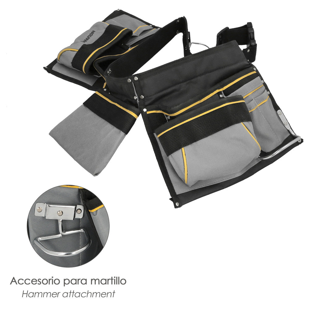 Double formwork bag with adjustable belt, hammer holder, tool bag, tool holder