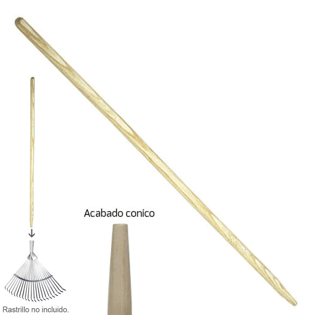 Mango madera cónico 1200x28 mm. rastrillo metal