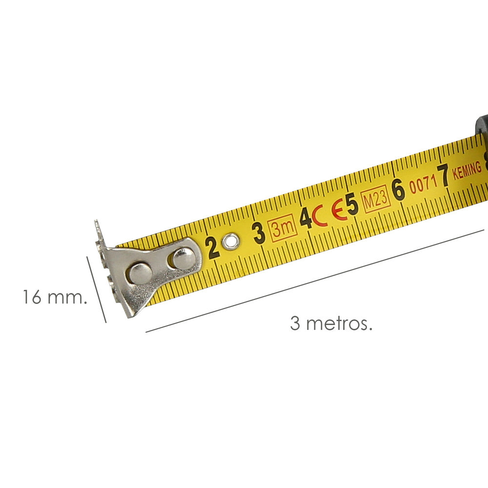 Flexometro sistema autolock con freno automatico longitud 3 metros ancho cinta 16 mm magnetico. Cinta metrica freno automatico