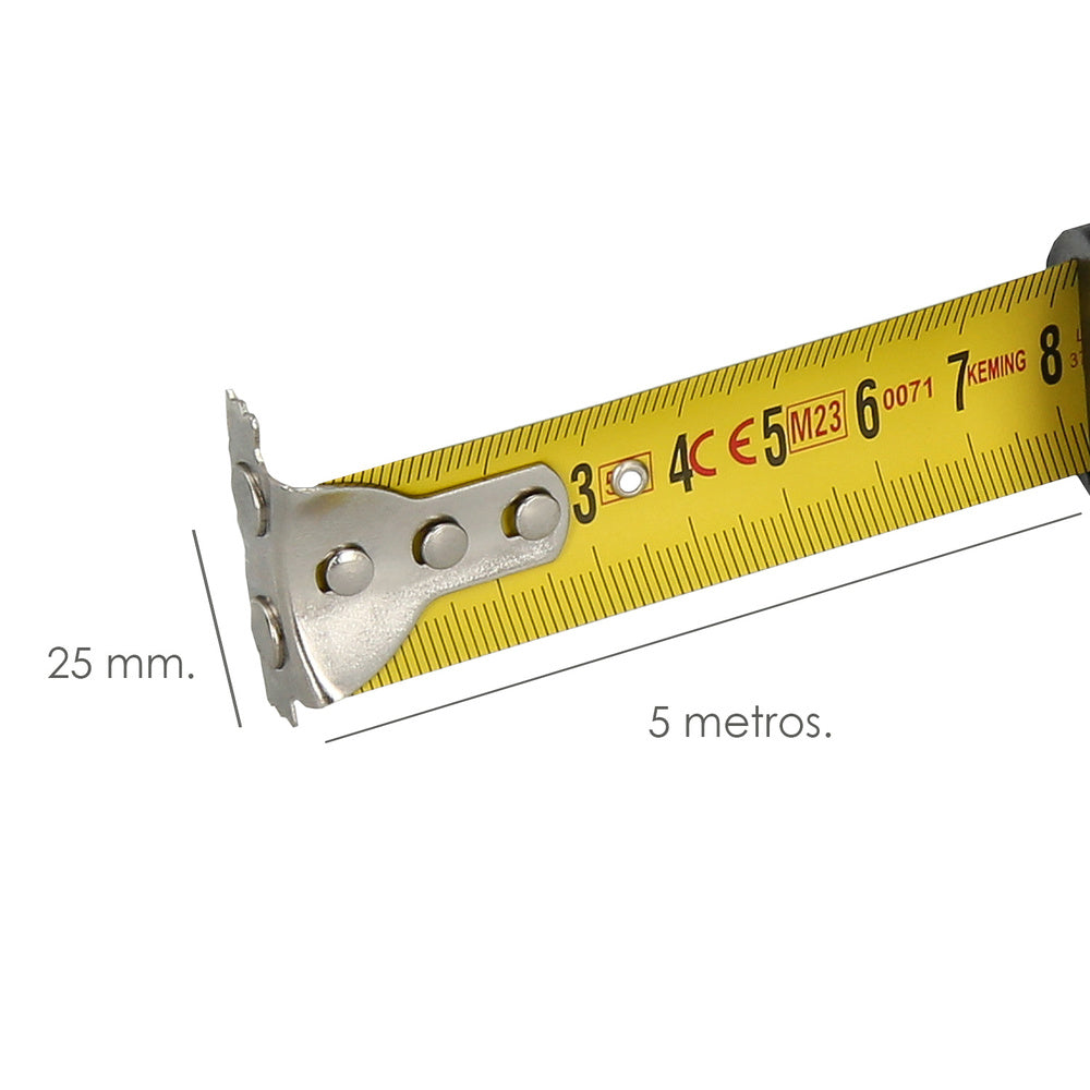 Flexometro sistema autolock con freno automatico longitud 5 metros ancho cinta 25 mm magnetico. Cinta metrica freno automatico