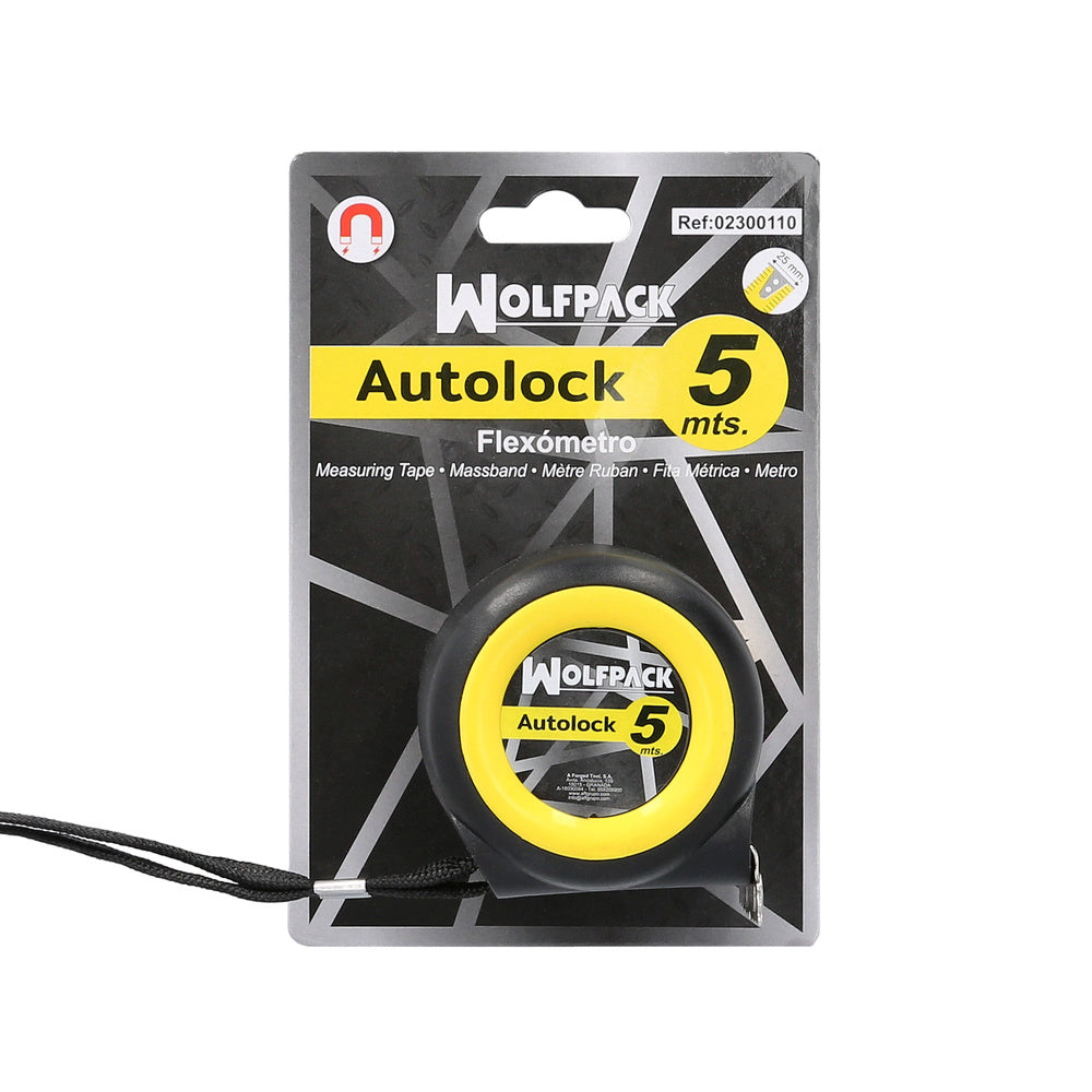 Flexometro sistema autolock con freno automatico longitud 5 metros ancho cinta 25 mm magnetico. Cinta metrica freno automatico