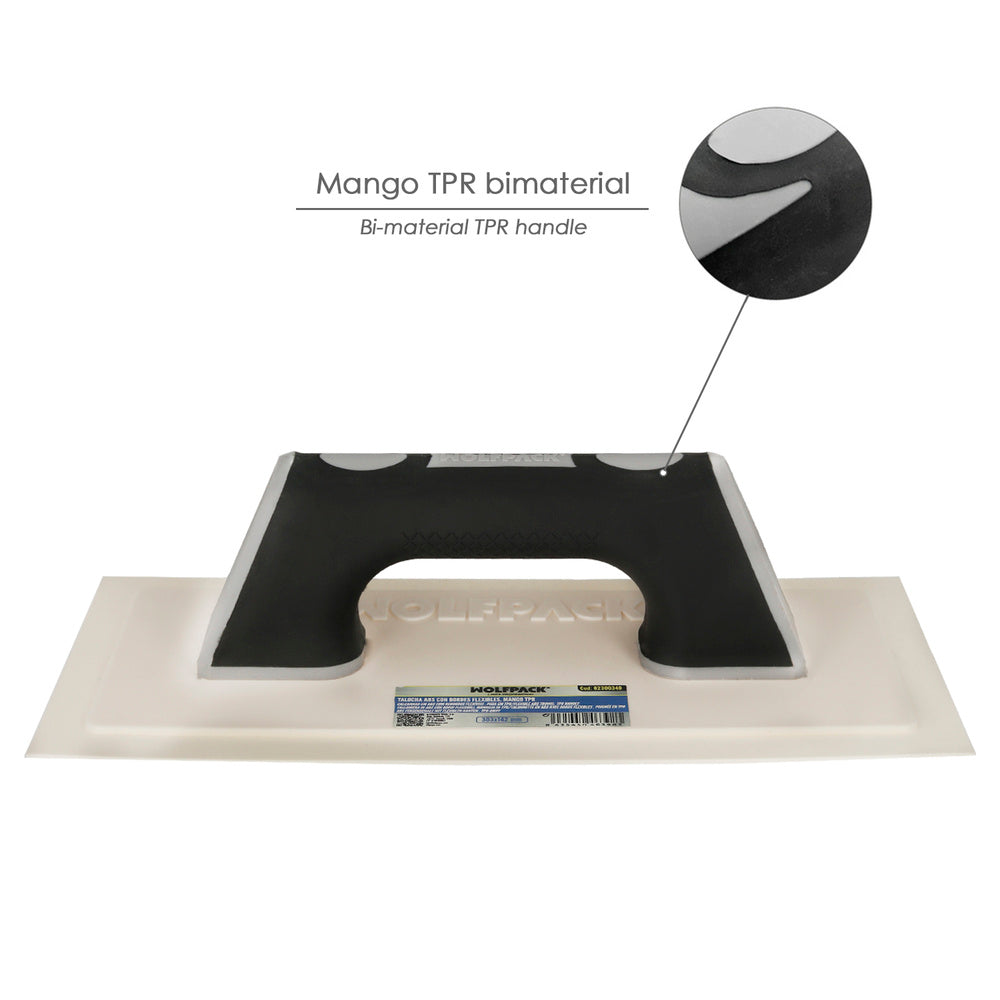 Desempenadeira com cabo de plástico ABS e borda flexível. Especial para argamassa. Base 280x140 mm, cabo leve e ergonómico