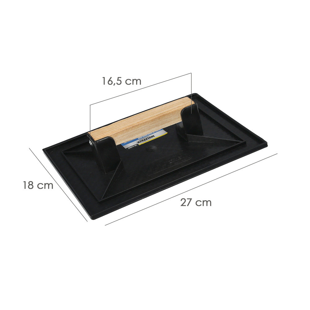 Plastic float 27x18 cm with black wooden handle and cells