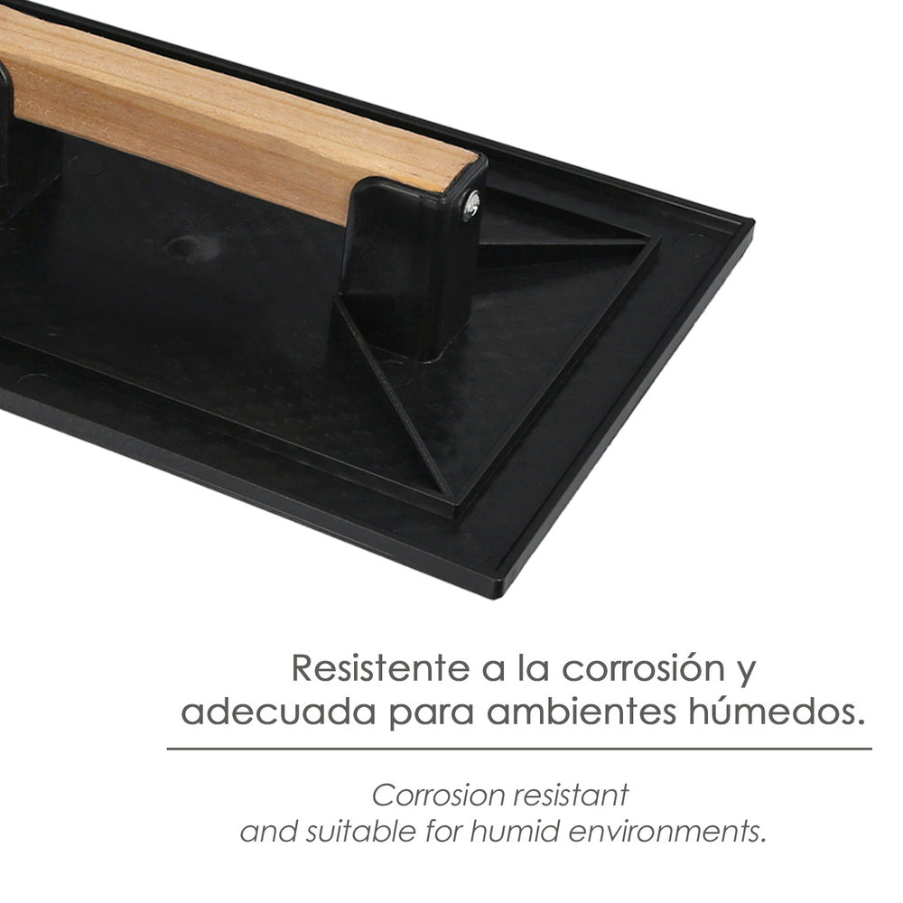 Plastic float 27x18 cm with black wooden handle and cells