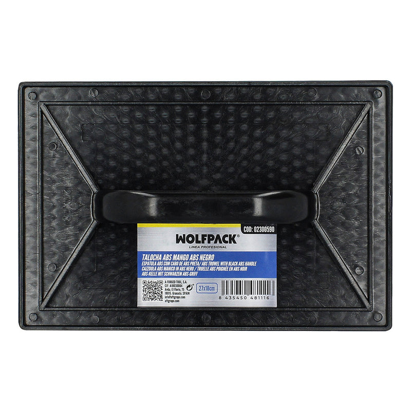 Talocha plástico 27x18 cm. mango redondo negro con alveolos