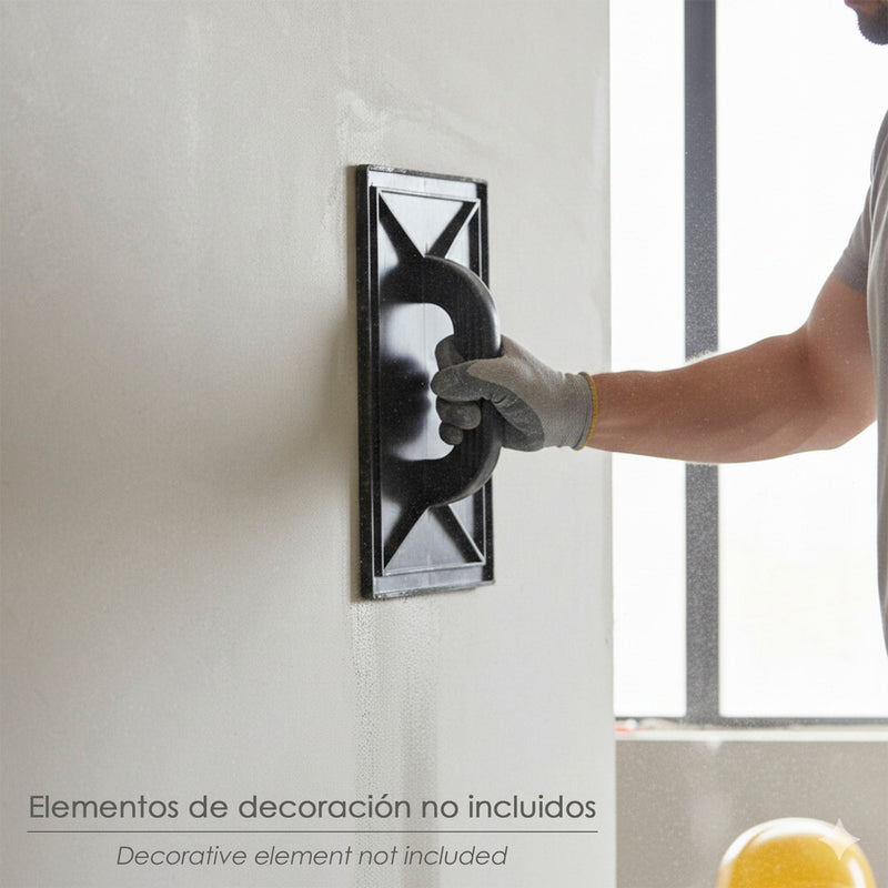 Talocha plástico 27x18 cm. mango redondo negro con alveolos